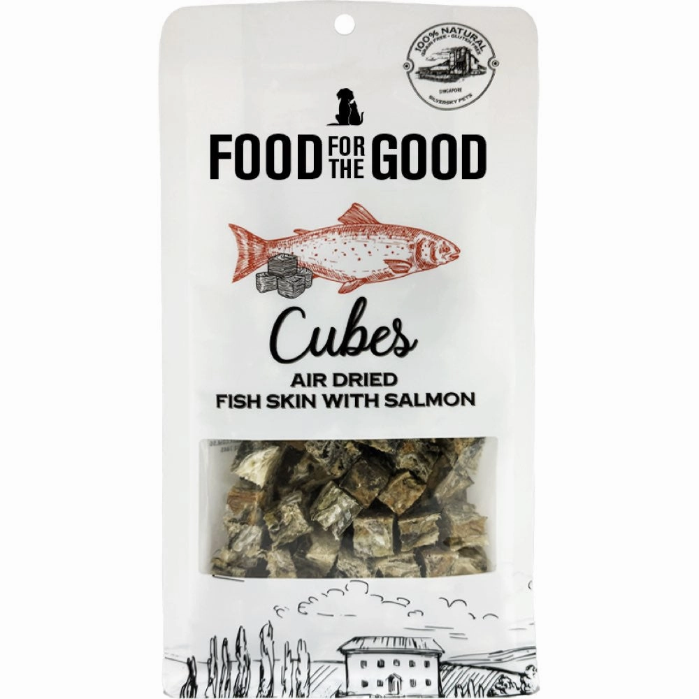 25% OFF (Exp 30Sep25): Food For The Good Fish Skin With Salmon Cubes Air-Dried Treats For Cats & Dogs 120g dry cat food cat treats grain free cat food kitten treats cat dental treats