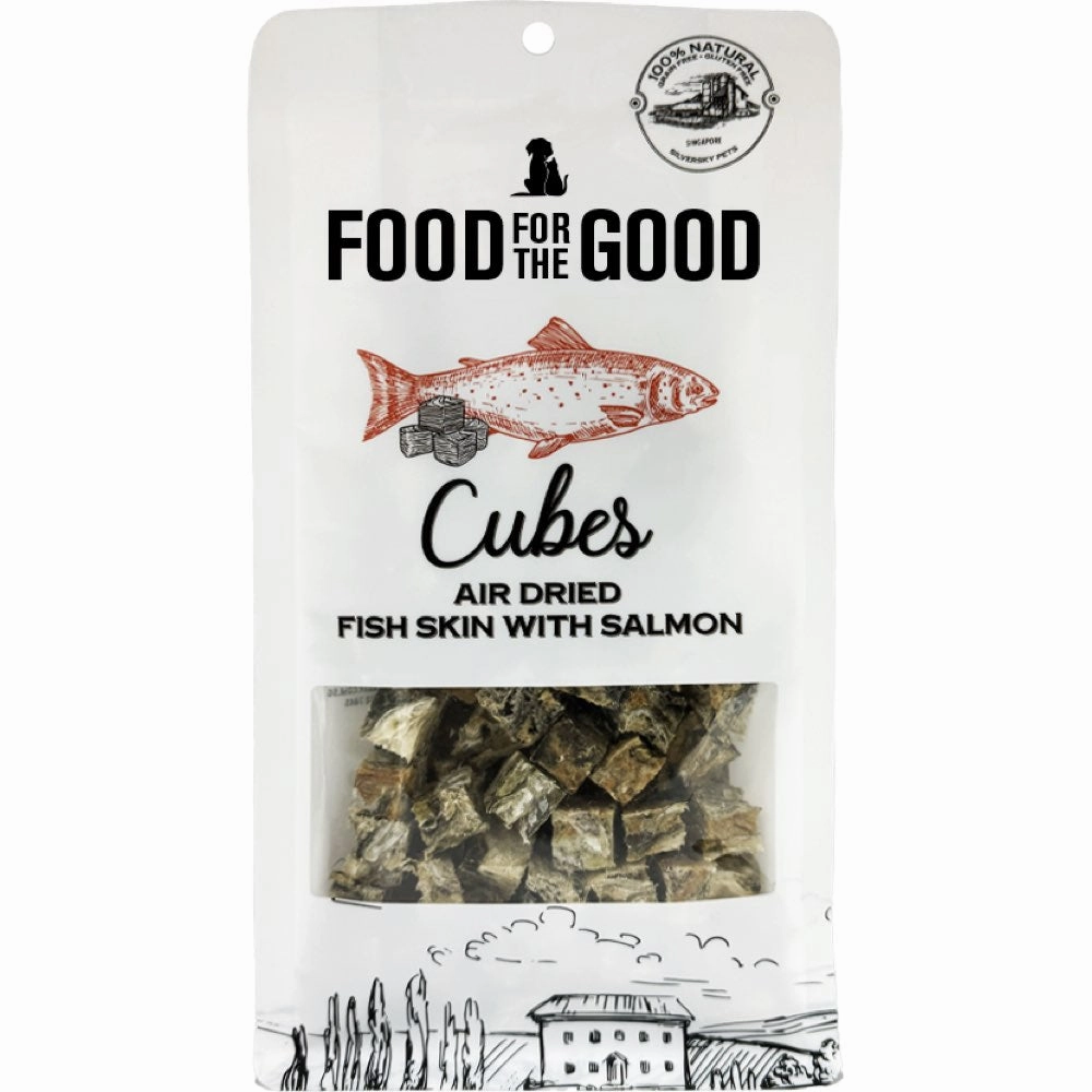 25% OFF (Exp 30Sep25): Food For The Good Fish Skin With Salmon Cubes Air-Dried Treats For Cats & Dogs 120g dog chew toys dog dental chews durable chew toys puppy chew toy bone chew