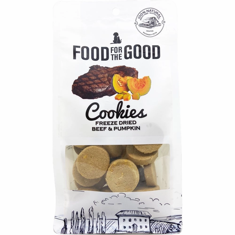 25% OFF: Food For The Good Beef & Pumpkin Cookies Freeze-Dried Treats For Cats & Dogs 70g dog chew toys dog dental chews durable chew toys puppy chew toy bone chew