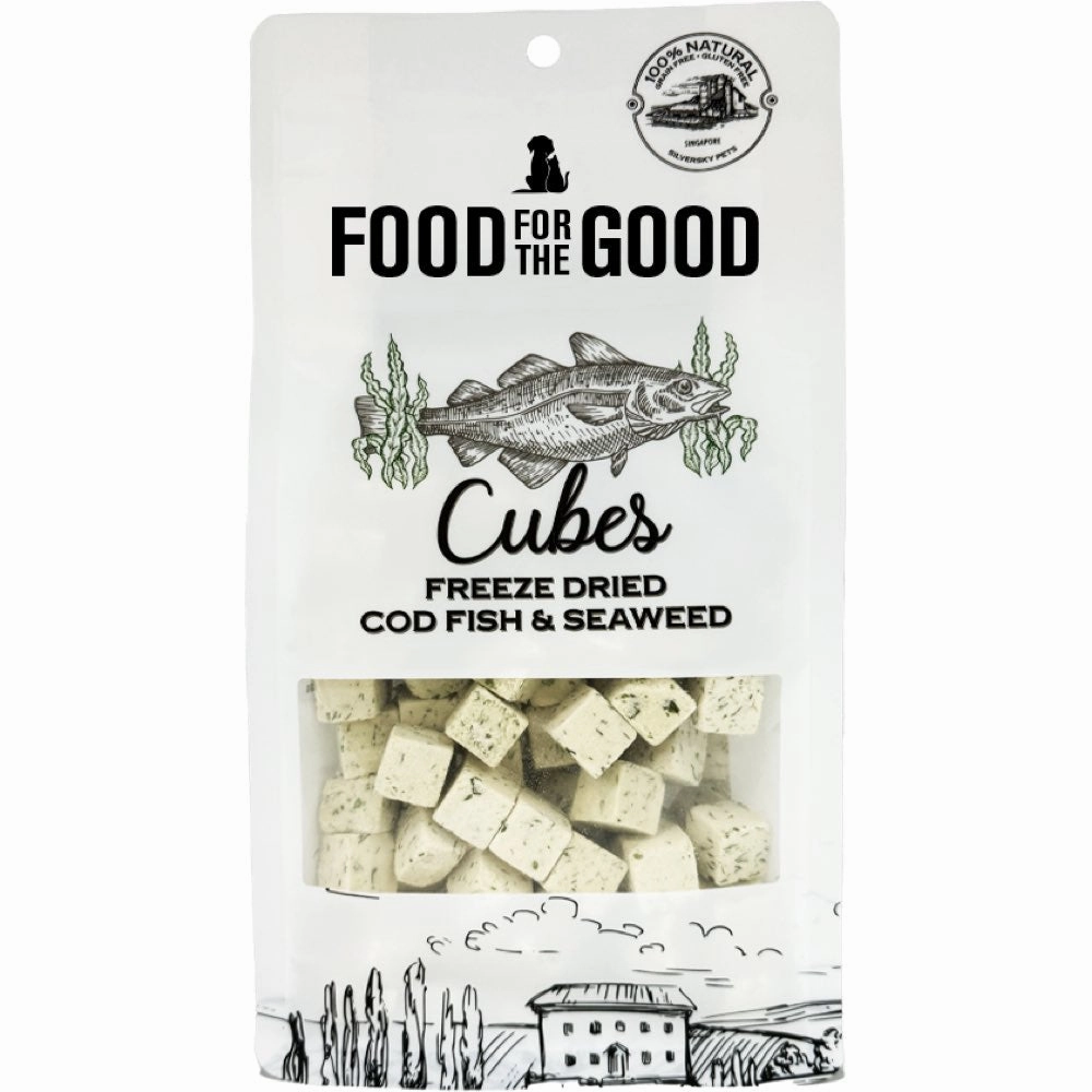 25% OFF: Food For The Good Codfish & Seaweed Cubes Freeze-Dried Treats For Cats & Dogs 70g dog chew toys dog dental chews durable chew toys puppy chew toy bone chew