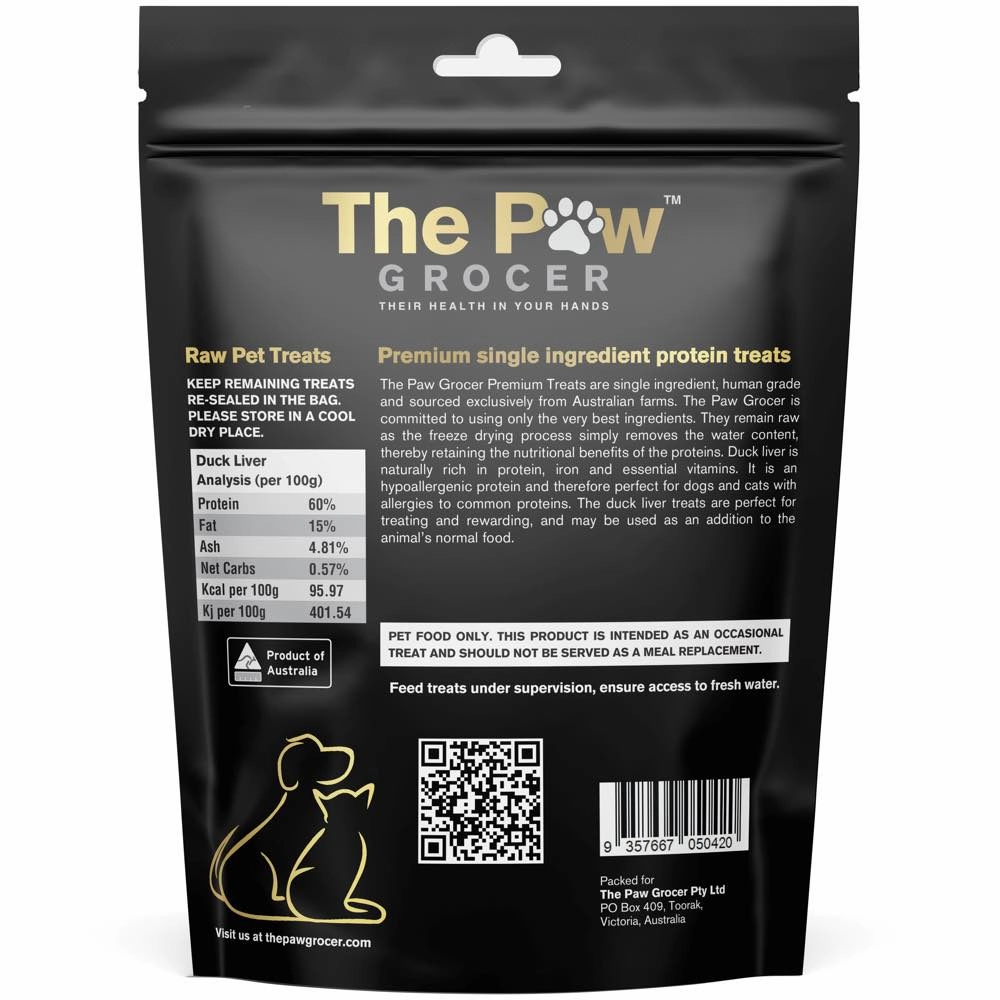 25% OFF: The Paw Grocer Duck Liver Freeze-Dried Treats For Cats & Dogs 72g