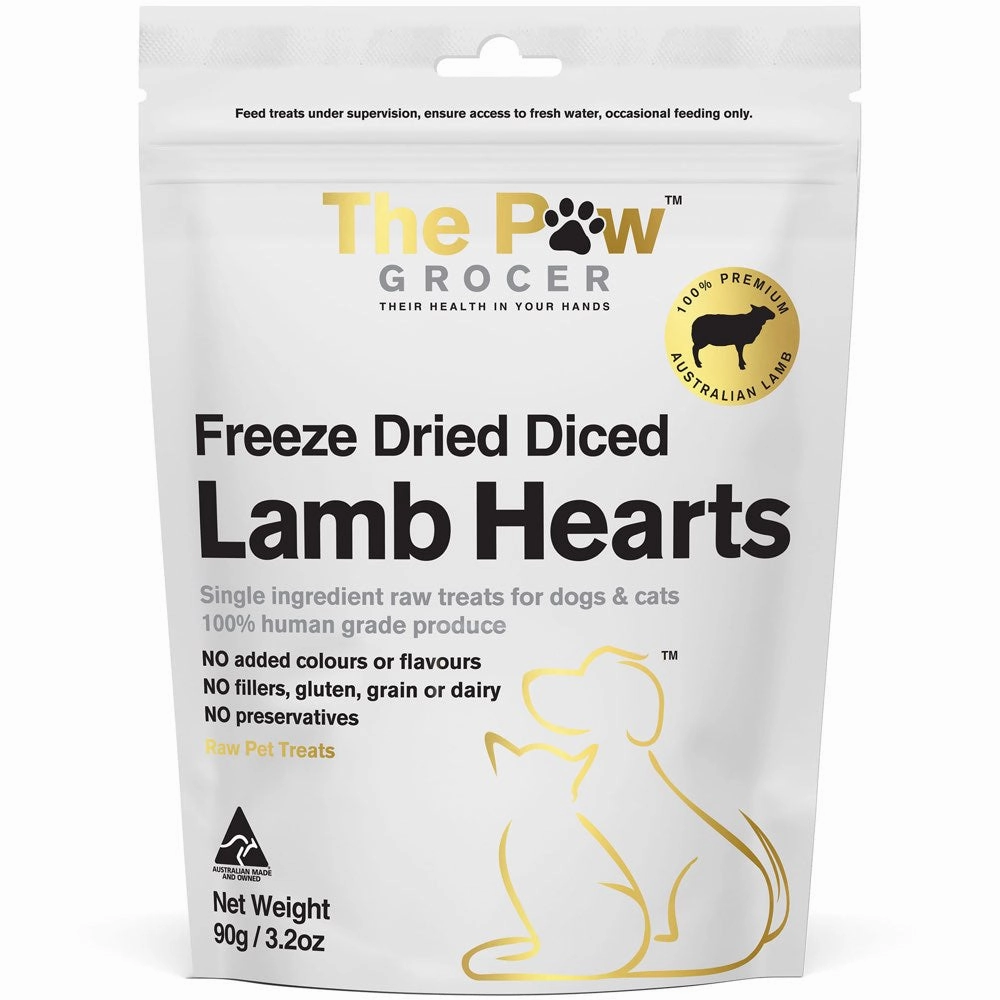 25% OFF: The Paw Grocer Lamb Hearts Freeze-Dried Treats For Cats & Dogs 90g dry cat food cat treats grain free cat food kitten treats cat dental treats