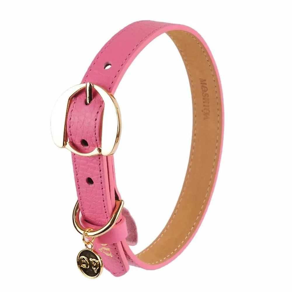 30% OFF: Moshiqa Hachiko Leather Dog Collar (Pink) puppy food dog jerky treats dog dental treats dog chicken strips organic dog food