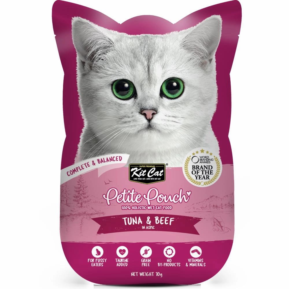 30% OFF: Kit Cat Petite Pouch Tuna & Beef In Aspic Grain-Free Pouch Cat Food 70g x 12 dog travel bag car seat cover pet carrier for car training leash dog training whistle