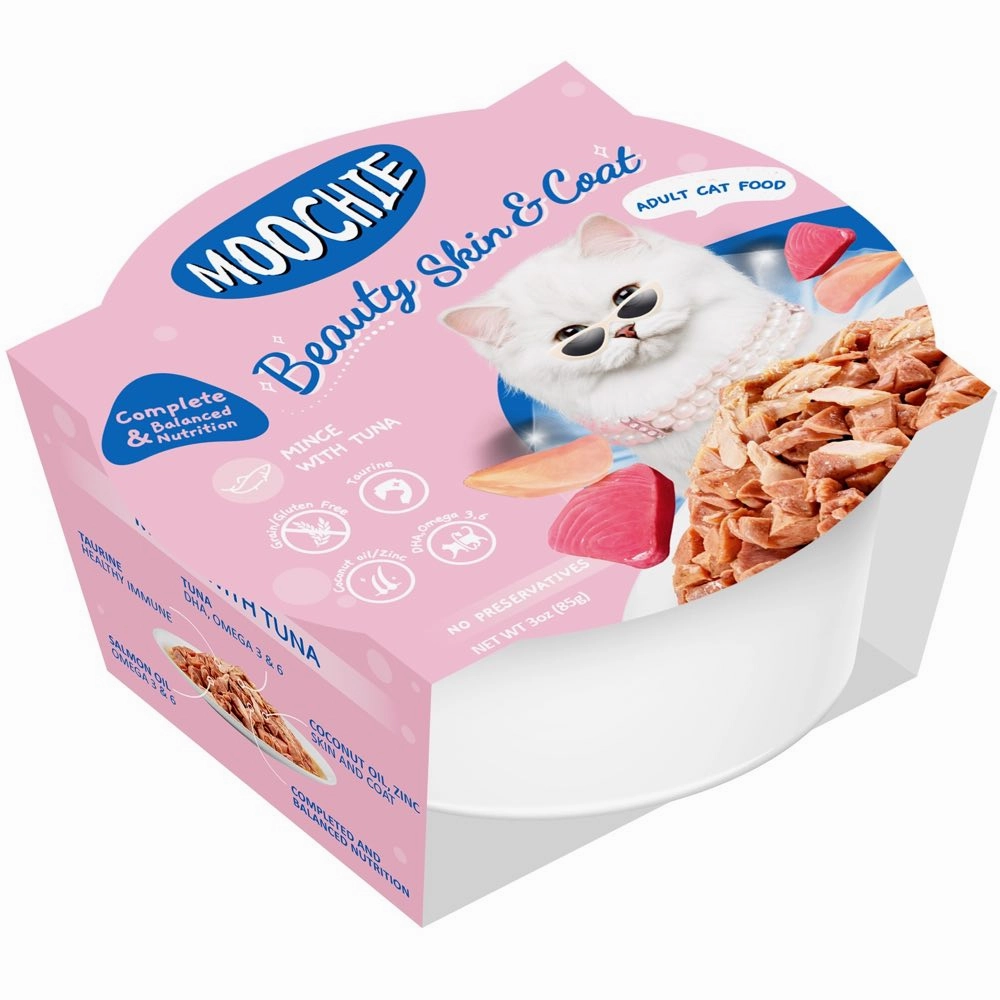 31% OFF: Moochie Beauty Skin & Coat Mince With Tuna Grain-Free Adult Wet Cat Food 85g x 12 cat food cans soft cat food high protein cat food natural cat food senior cat food