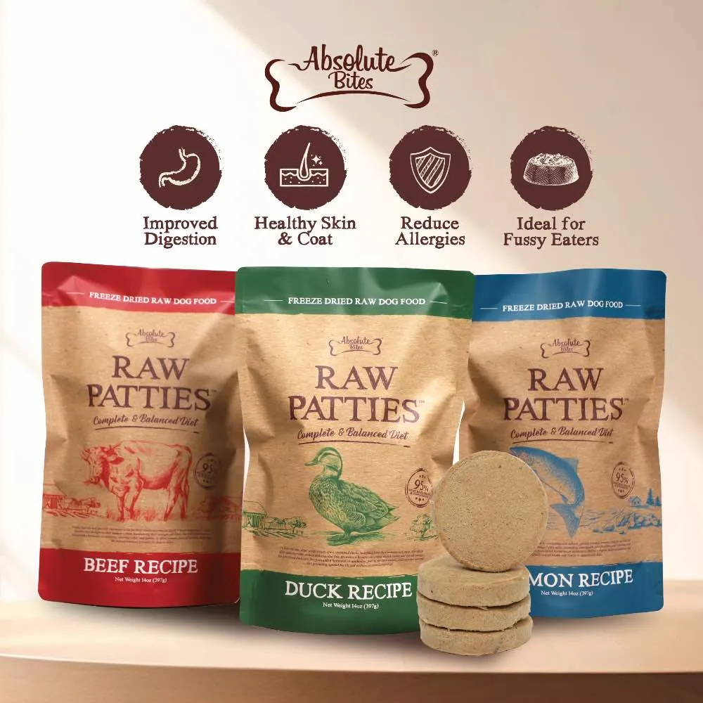 37% OFF: Absolute Bites Pork Freeze-Dried Raw Patties Dog Food 14oz