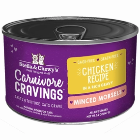 3 FOR $14.40: Stella & Chewy's Carnivore Cravings Minced Morsels Chicken In Gravy Grain-Free Canned Cat Food 5.2oz cat snacks catnip treats healthy cat food cat reward treats low calorie cat food