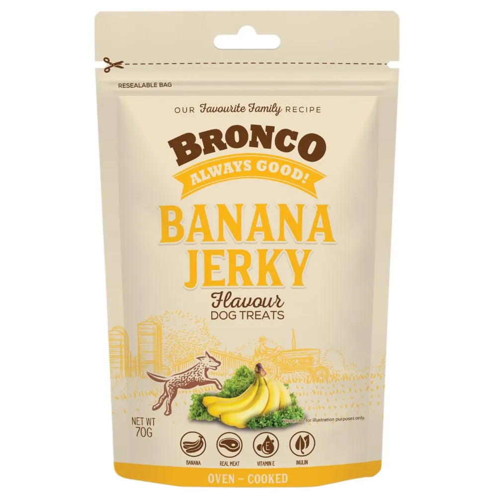 4 FOR $11.50: Bronco Jerky Banana Flavour Dog Treats 70g no pull dog harness nylon dog leash dog walking set dog vest harness pet lead