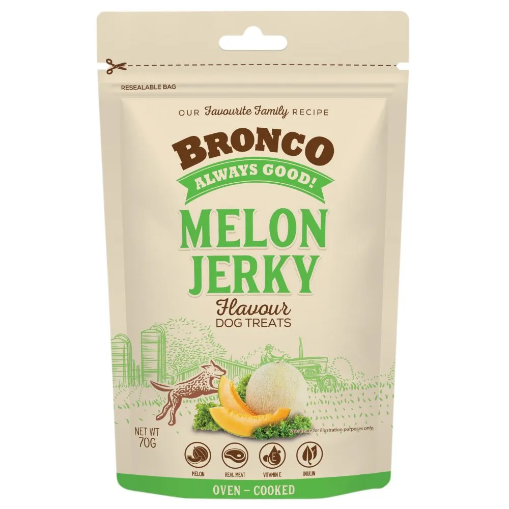 4 FOR $11.50: Bronco Jerky Melon Flavour Dog Treats 70g no pull dog harness nylon dog leash dog walking set dog vest harness pet lead