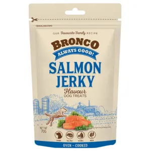 4 FOR $11.50: Bronco Jerky Salmon Flavour Chicken Dog Treats 70g no pull dog harness nylon dog leash dog walking set dog vest harness pet lead