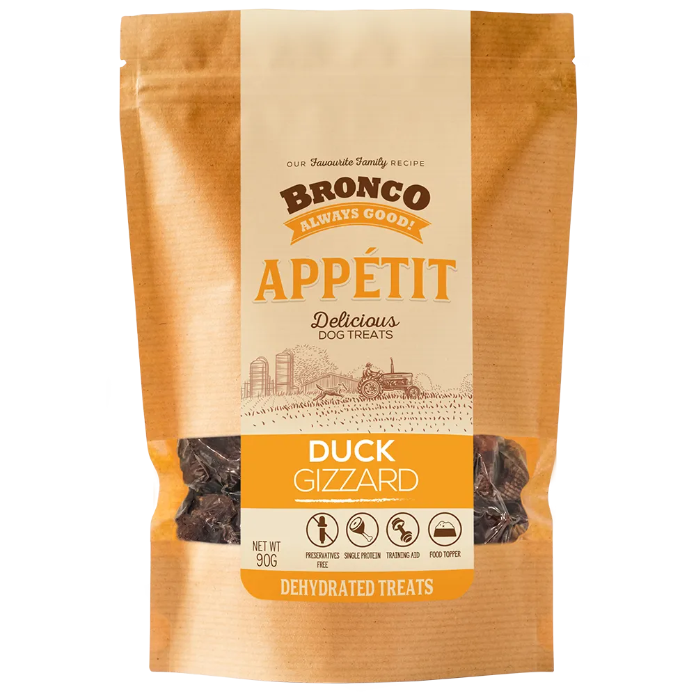 $4 OFF: Bronco Appetit Duck Gizzard Dehydrated Dog Treats 90g dog grooming shampoo collar crate feeding supplies