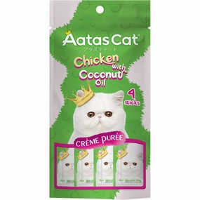 4 FOR $12: Aatas Cat Creme Puree Chicken With Coconut Oil Grain-Free Liquid Cat Treats 56g dog chew toys dog dental chews durable chew toys puppy chew toy bone chew