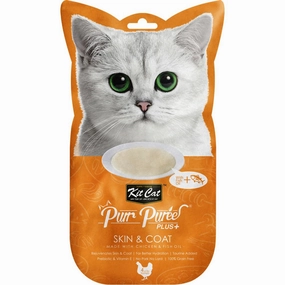 4 FOR $14 : Kit Cat Purr Puree Plus Skin & Coat Chicken Cat Treats 60g dog chew toys dog dental chews durable chew toys puppy chew toy bone chew