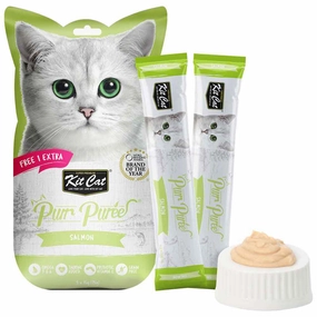 4 FOR $14 : Kit Cat Purr Puree Salmon Liquid Cat Treats 5x15g dry cat food cat treats grain free cat food kitten treats cat dental treats