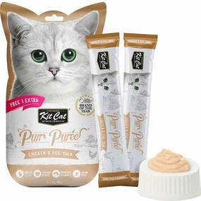 4 FOR $14: Kit Cat Purr Puree Chicken & Egg Yolk Liquid Cat Treats 5x15g dry cat food cat treats grain free cat food kitten treats cat dental treats