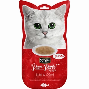 4 FOR $14: Kit Cat Purr Puree Plus Skin & Coat Tuna Cat Treats 60g dog chew toys dog dental chews durable chew toys puppy chew toy bone chew