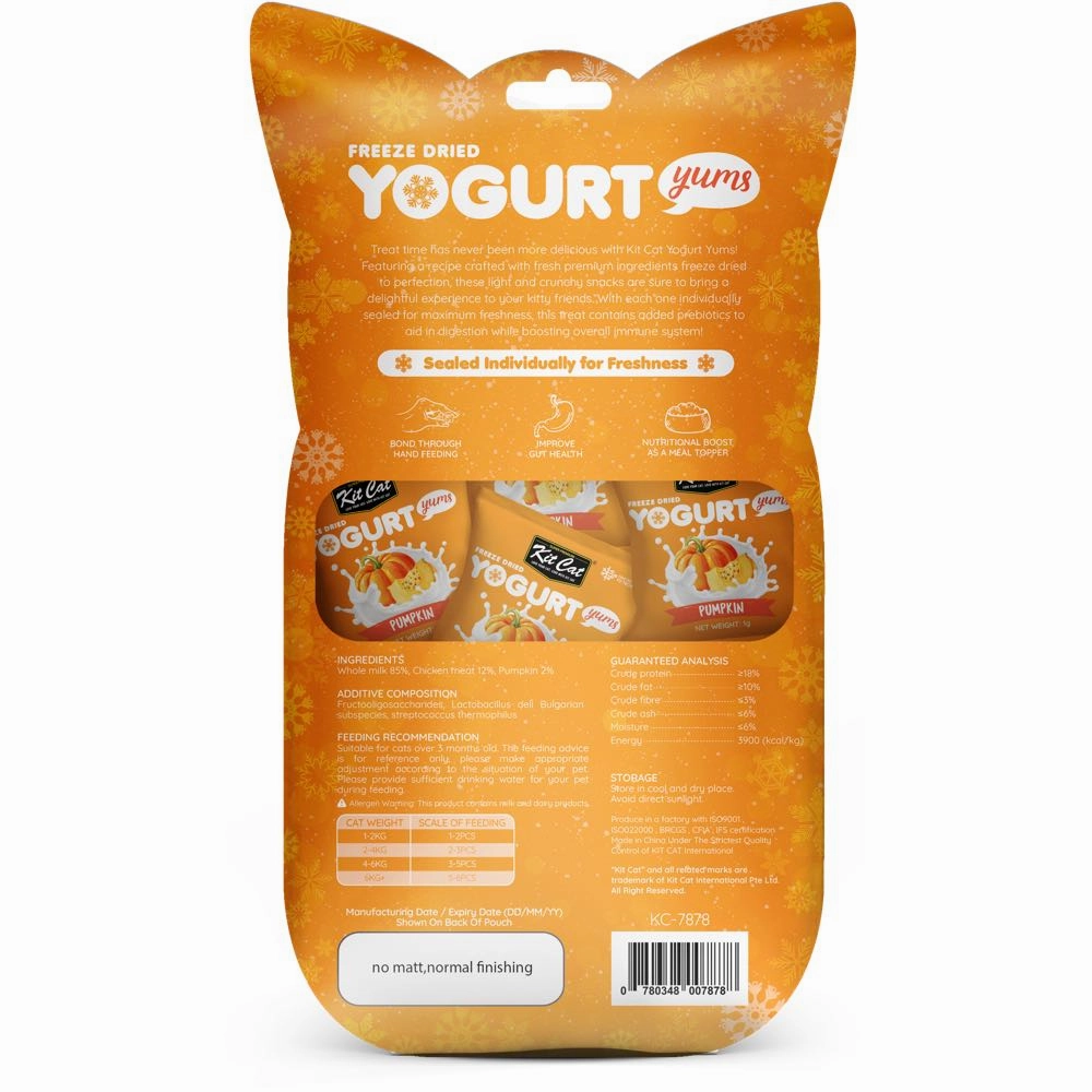4 FOR $14: Kit Cat Yogurt Yums Pumpkin Grain-Free Freeze-Dried Cat Treats 10pc