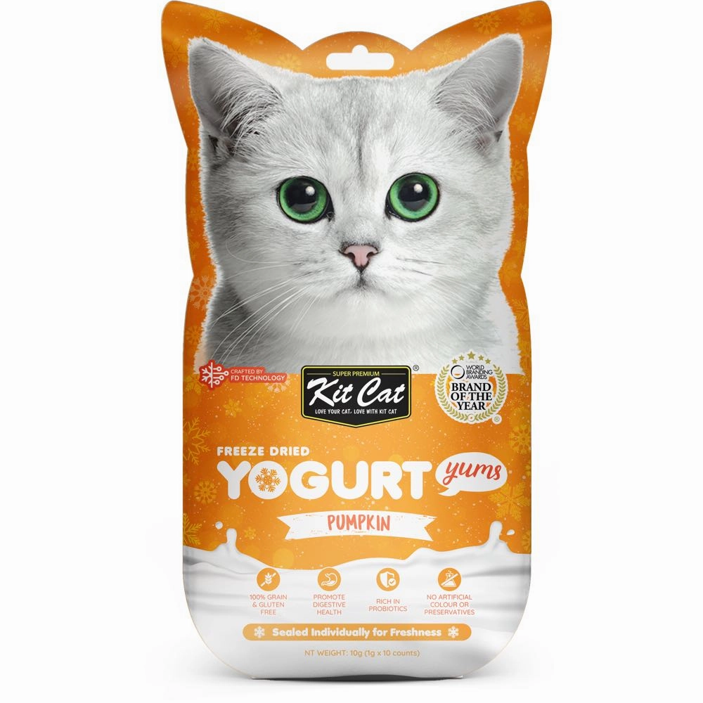 4 FOR $14: Kit Cat Yogurt Yums Pumpkin Grain-Free Freeze-Dried Cat Treats 10pc cat snacks catnip treats healthy cat food cat reward treats low calorie cat food
