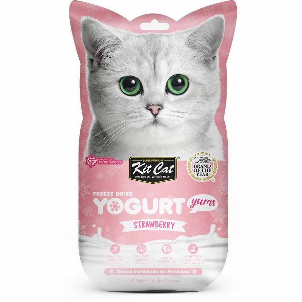 4 FOR $14: Kit Cat Yogurt Yums Strawberry Grain-Free Freeze-Dried Cat Treats 10pc dry cat food cat treats grain free cat food kitten treats cat dental treats