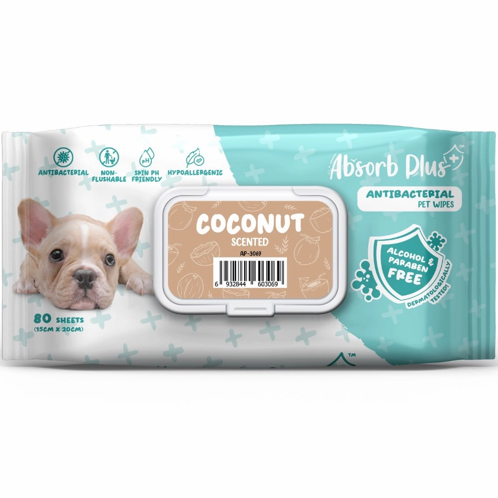 4 FOR $15: Absorb Plus Antibacterial Coconut Scented Pet Wipes 80ct dog leash leather leash nylon leash long leash dog chain leash