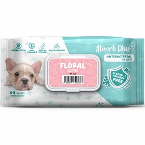 4 FOR $15: Absorb Plus Antibacterial Floral Scented Pet Wipes 80ct dog leash leather leash nylon leash long leash dog chain leash