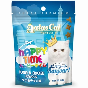 4 FOR $9: Aatas Cat Happy Time Bonjour! Tuna & Chicken Cat Treats 60g dry cat food cat treats grain free cat food kitten treats cat dental treats