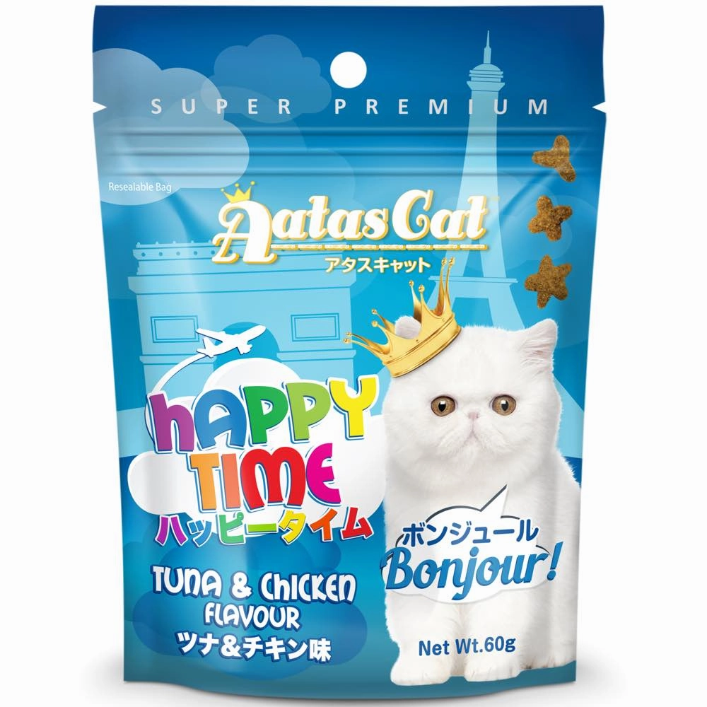 4 FOR $9: Aatas Cat Happy Time Bonjour! Tuna & Chicken Cat Treats 60g dry cat food cat treats grain free cat food kitten treats cat dental treats