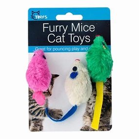 4" Furry Mice Cat Toys, Assorted Colors, 3 pk cat scratchers cat towers cat window perch cat heating pad cat calming spray