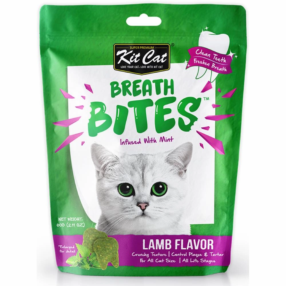5 FOR $14: Kit Cat Breath Bites Mint & Lamb Flavour Dental Cat Treats 60g pet health pet wellness pet pain relief pet probiotic pet calming