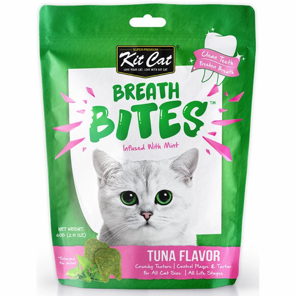 5 FOR $14: Kit Cat Breath Bites Mint & Tuna Flavour Dental Cat Treats 60g dog chew toys dog dental chews durable chew toys puppy chew toy bone chew