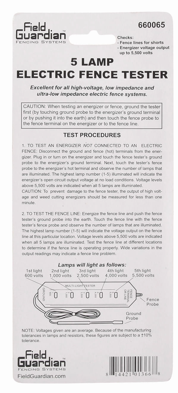 5 Lamp Electric Fence Tester