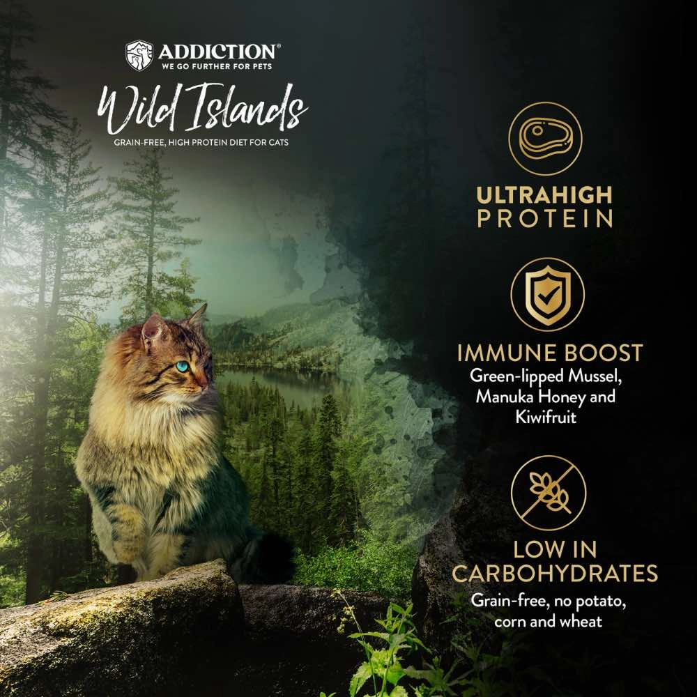 '26% OFF   FREE CANNED FOOD/SCOOP': Addiction Wild Islands Forest Meat Recipe Venison Grain-Free Dry Cat Food
