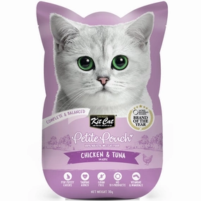 '35% OFF (Exp 27Sep25)': Kit Cat Petite Pouch Chicken & Tuna In Aspic Grain-Free Pouch Cat Food 70g x 12 dog travel bag car seat cover pet carrier for car training leash dog training whistle
