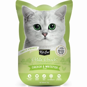 '35% OFF (Exp 28Sep25)': Kit Cat Petite Pouch Chicken & Whitefish In Aspic Grain-Free Pouch Cat Food 70g x 12 dog travel bag car seat cover pet carrier for car training leash dog training whistle