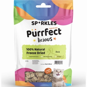 '3 FOR $6 (Exp 5Jul25)': Sparkles Purrfectlicious 100% Natural Freeze Dried Duck Grain-Free Cat Treats 25g cat general supplies cat toys cat grooming cat food cat litter