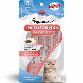 '3 FOR $9': Signature7 Nutri Delights Superfood Mackerel With Chia Seed & FOS (Sun) Puree Cat Treats 60g dog chew toys dog dental chews durable chew toys puppy chew toy bone chew