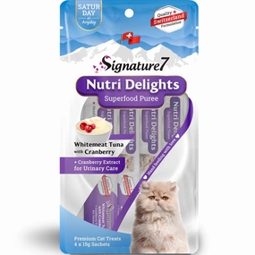 '3 FOR $9': Signature7 Nutri Delights Superfood Whitemeat Tuna With Cranberry (Sat) Puree Cat Treats 60g dog chew toys dog dental chews durable chew toys puppy chew toy bone chew