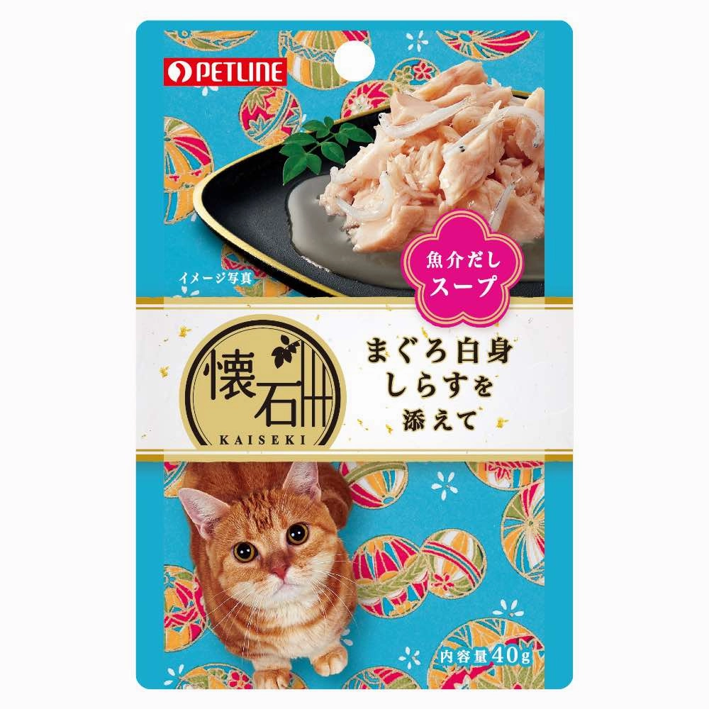 $3 OFF (Exp 7Jul25): Petline Kaiseki Pouch Maguro White Meat with Shirasu Soup Pouch Cat Food 40g x 12 cat general supplies cat toys cat grooming cat food cat litter