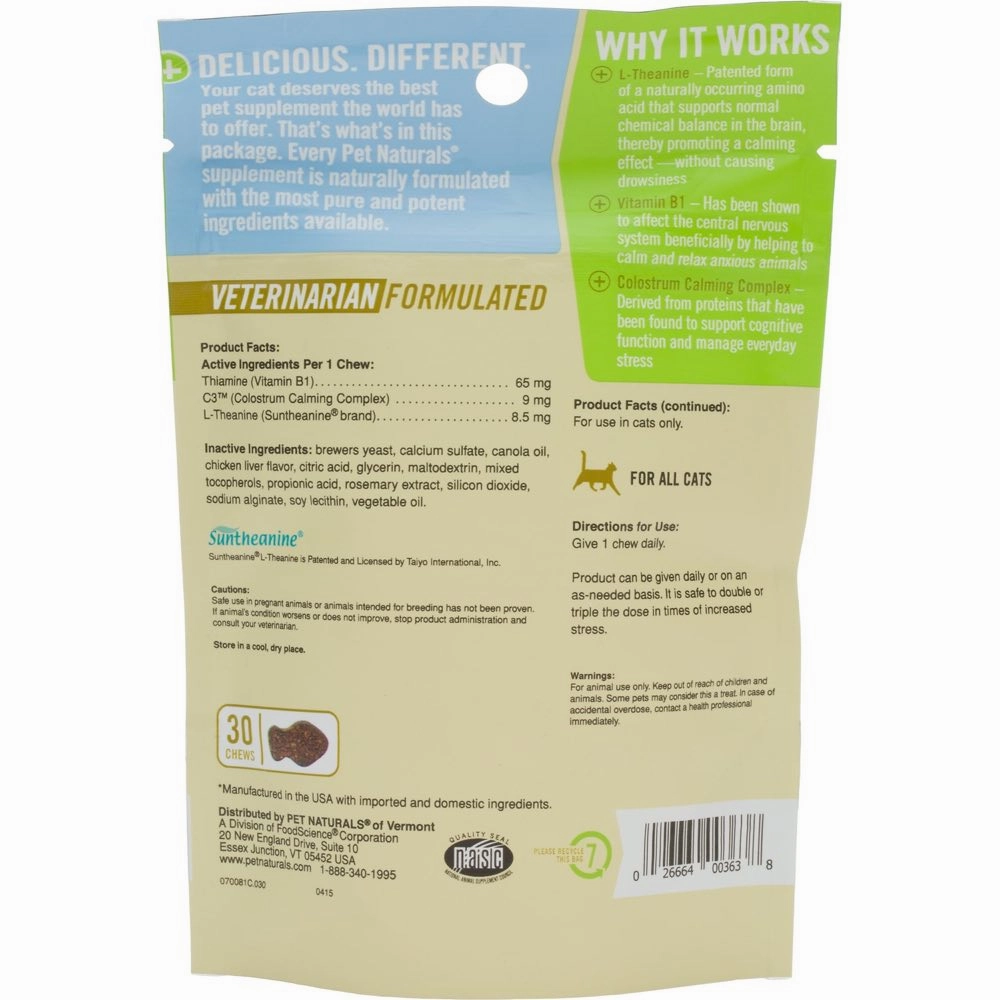 $3 OFF (Exp Sep 25): Pet Naturals of Vermont Calming For CATS 30 Chews