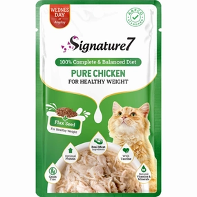 $3 OFF: Signature7 Pure Chicken For Healthy Weight (Wed) Grain-Free Pouch Cat Food 50g x 12 cat general supplies cat toys cat grooming cat food cat litter
