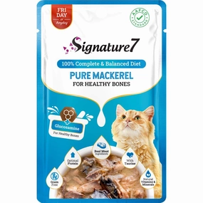 $3 OFF: Signature7 Pure Mackerel For Healthy Bones (Fri) Grain-Free Pouch Cat Food 50g x 12 cat food cans soft cat food high protein cat food natural cat food senior cat food