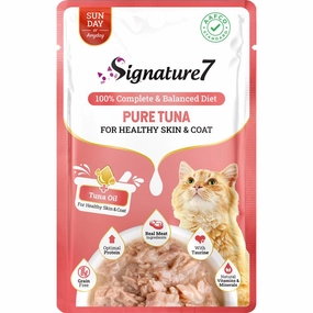 $3 OFF: Signature7 Pure Tuna For Healthy Skin & Coat (Sun) Grain-Free Pouch Cat Food 50g x 12 cat food cans soft cat food high protein cat food natural cat food senior cat food