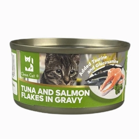 $8 OFF 24 cans: Clean Cat Tuna and Salmon Flakes in Gravy Canned Cat Food 80g x 24 cat general supplies cat toys cat grooming cat food cat litter