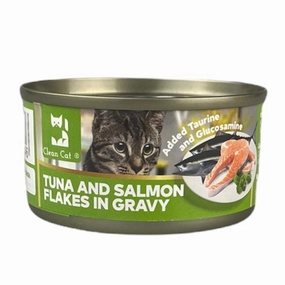 $8 OFF 24 cans: Clean Cat Tuna and Salmon Flakes in Gravy Canned Cat Food 80g x 24 cat food cans soft cat food high protein cat food natural cat food senior cat food