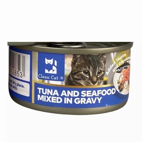 $8 OFF 24 cans: Clean Cat Tuna and Seafood Mixed in Gravy Canned Cat Food 80g x 24 cat food cans soft cat food high protein cat food natural cat food senior cat food