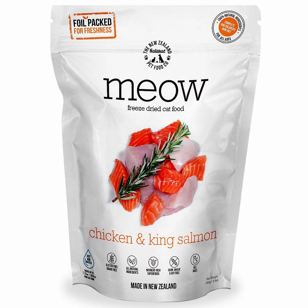 'BUNDLE DEAL': MEOW Chicken & King Salmon Grain-Free Freeze Dried Raw Cat Food 280g cat general supplies cat toys cat grooming cat food cat litter
