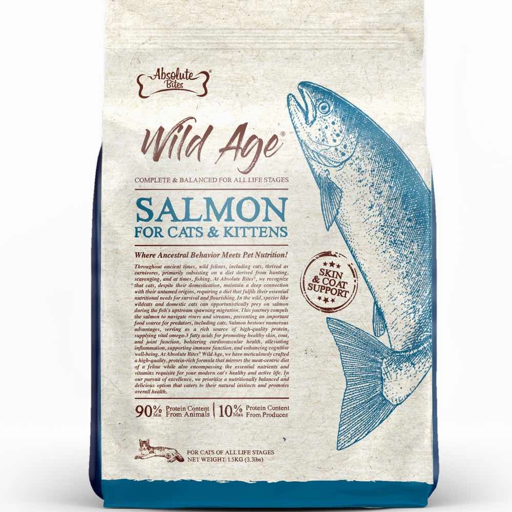 'BUNDLE DEAL/FREE TREAT': Absolute Bites Wild Age Salmon Dry Cat Food kitten food wet kitten food kitten milk kitten treats grain free kitten food