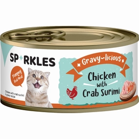 'FREE TREATS w 24cans': Sparkles Gravy-licious Chicken With Crab Surimi Canned Cat Food 80g x 24 cat food cans soft cat food high protein cat food natural cat food senior cat food