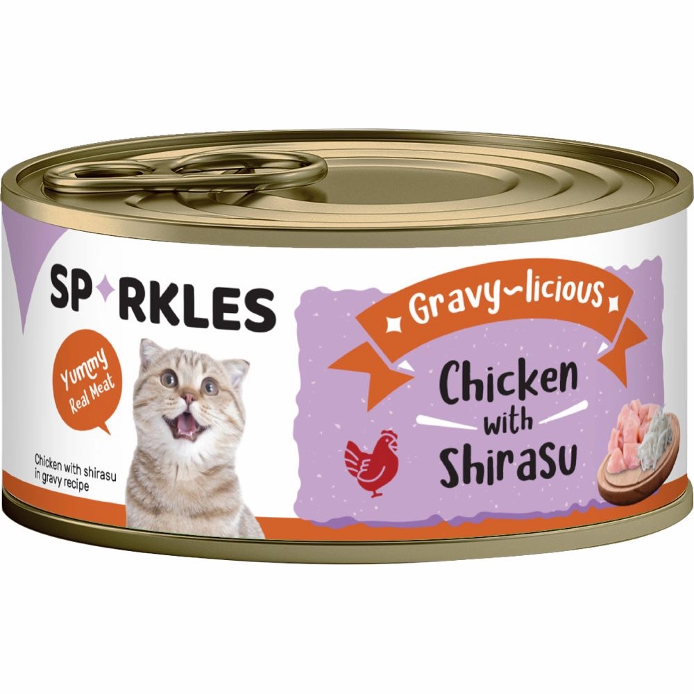 'FREE TREATS w 24cans': Sparkles Gravy-licious Chicken With Shirasu Canned Cat Food 80g x 24 cat general supplies cat toys cat grooming cat food cat litter