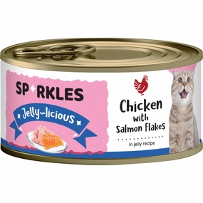 'FREE TREATS w 24cans': Sparkles Jelly-licious Chicken With Salmon Flakes Canned Cat Food 80g x 24 cat general supplies cat toys cat grooming cat food cat litter